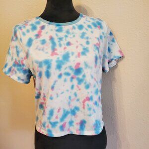 Tie Dye Crop Top Short Sleeve Round Neck t-shirt 93% Cotton 7% Spandex Size 1X.